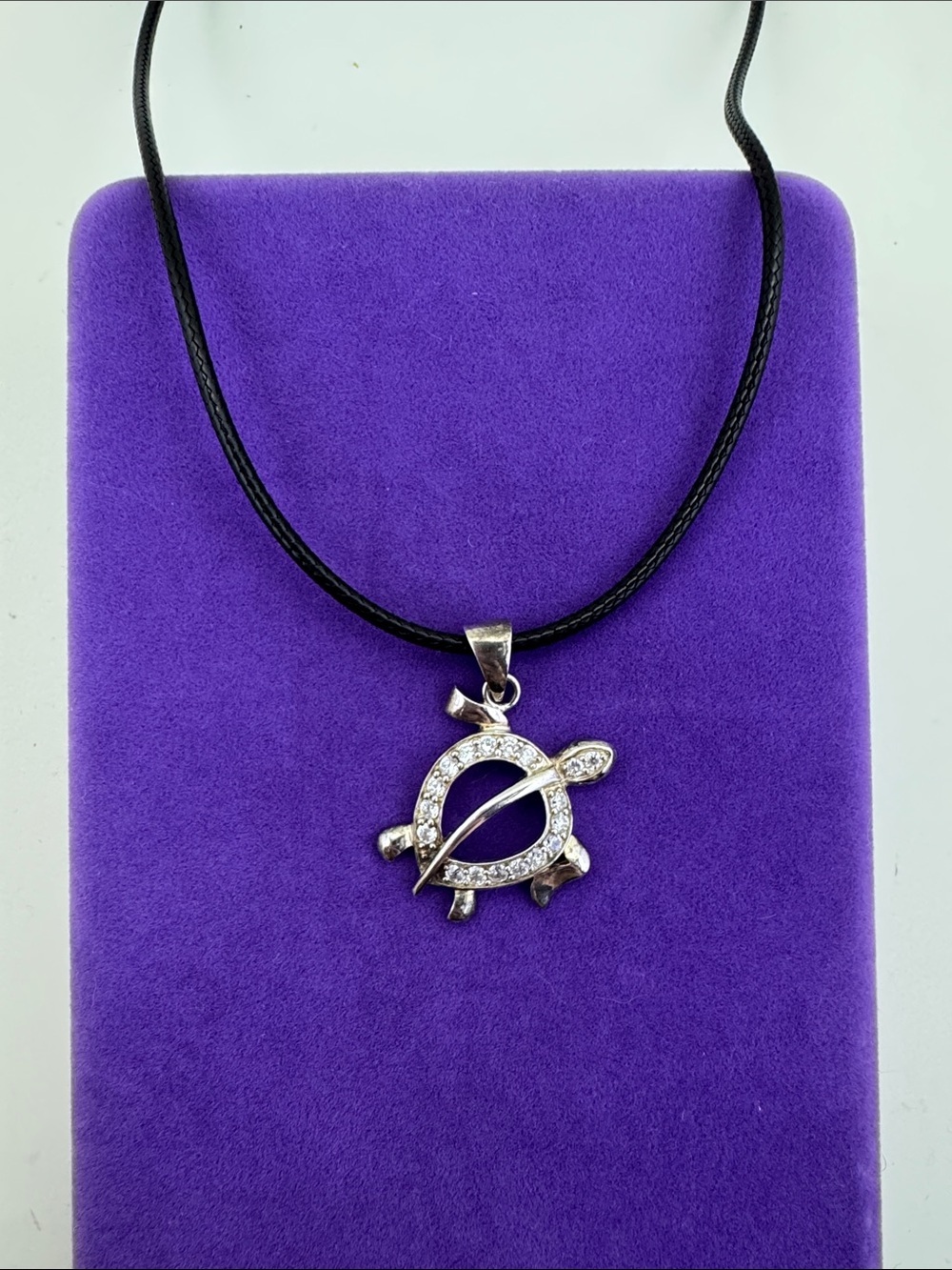 💛 Sterling Silver CZ Turtle Pendant Necklace